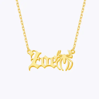 Personalized Halloween Spider Gothic Name Necklace