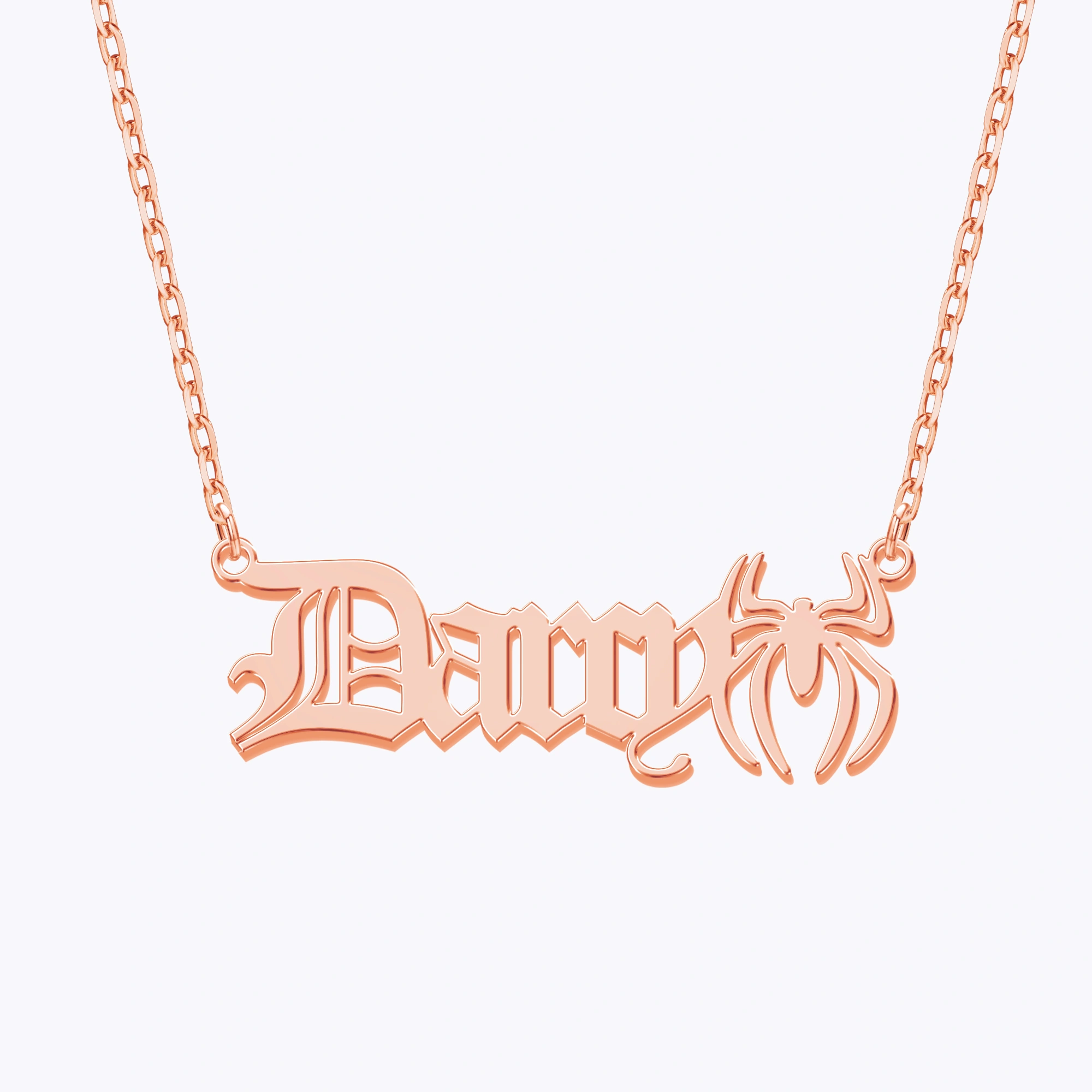 Personalized Halloween Spider Gothic Name Necklace