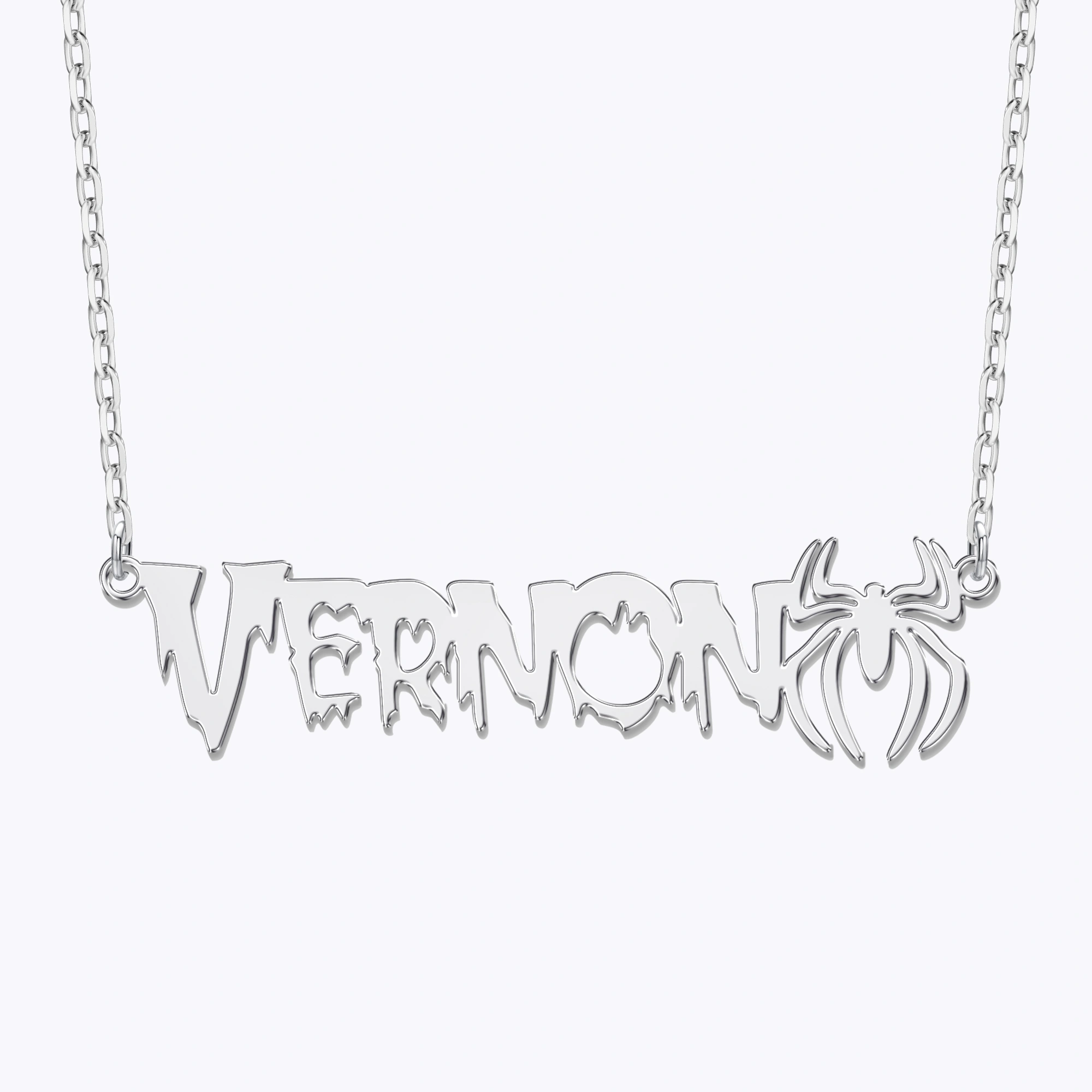 Personalized Halloween Spider Gothic Name Necklace