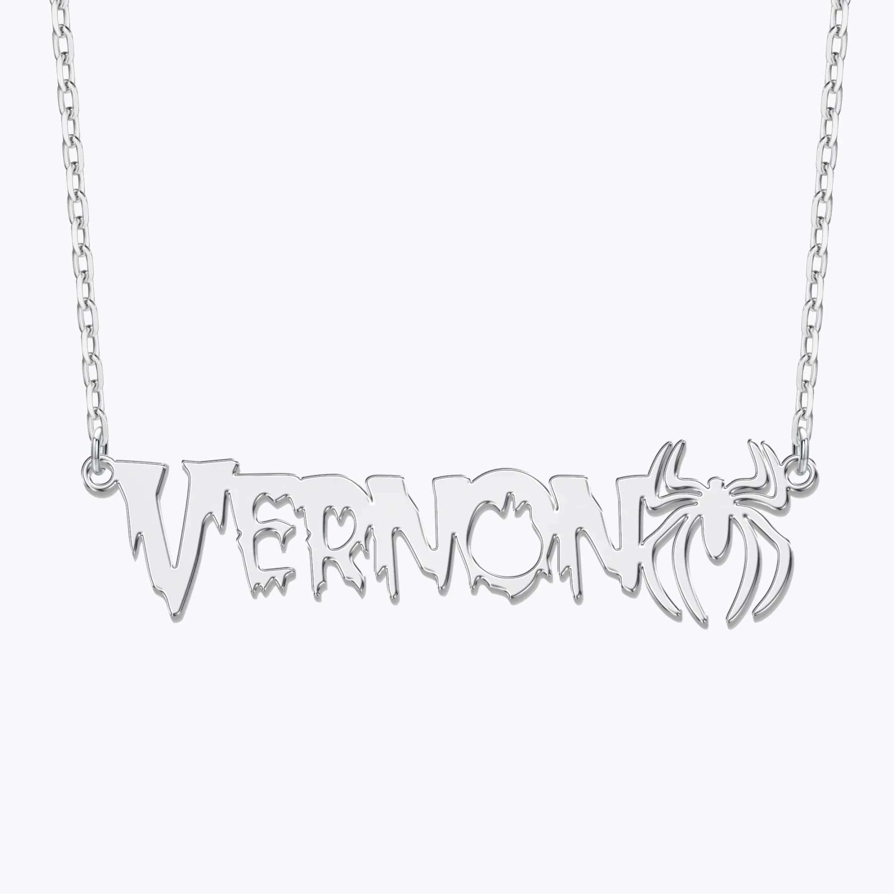 Personalized Halloween Spider Gothic Name Necklace