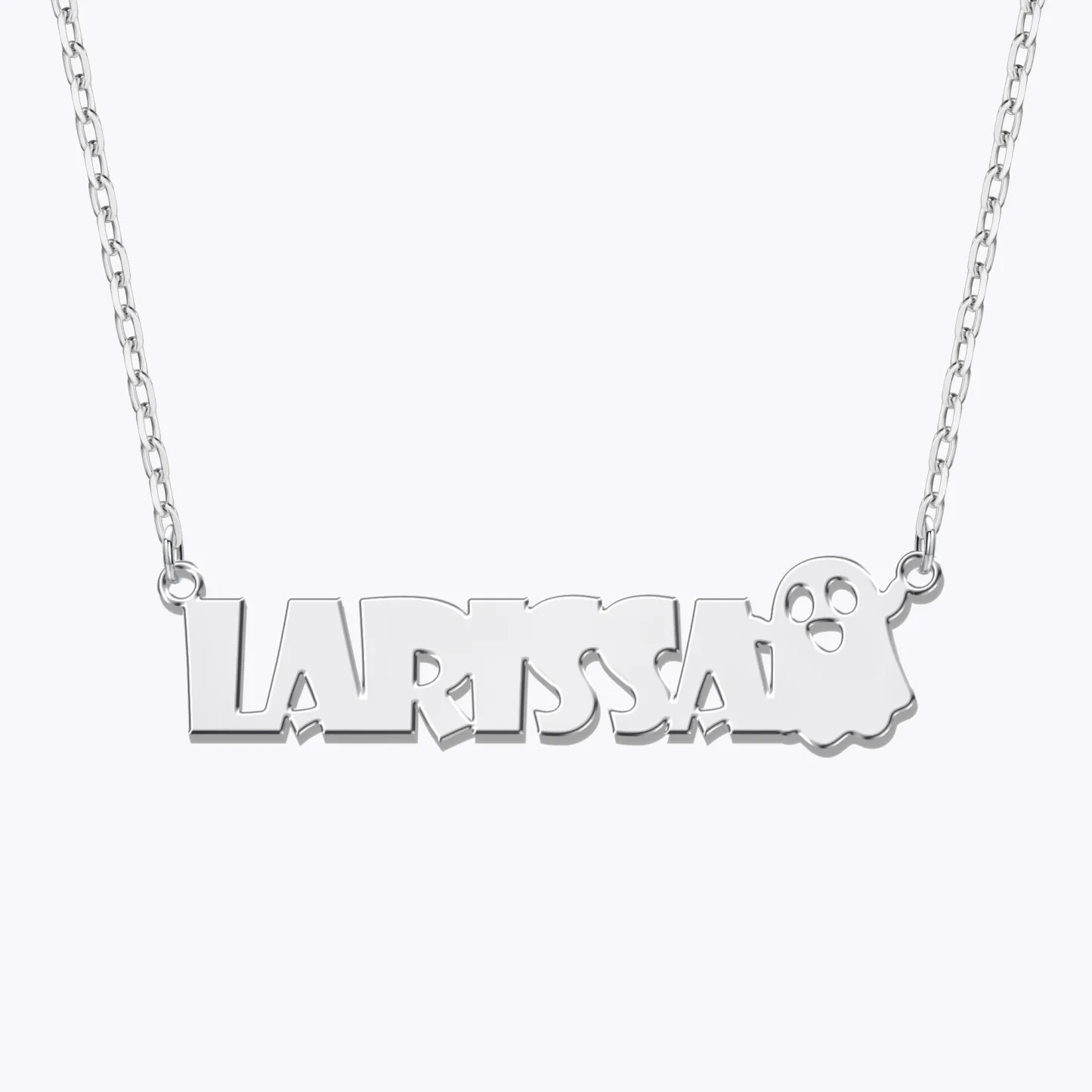 Personalized Halloween Ghost Gothic Name Necklace and Bat Name Ring Set