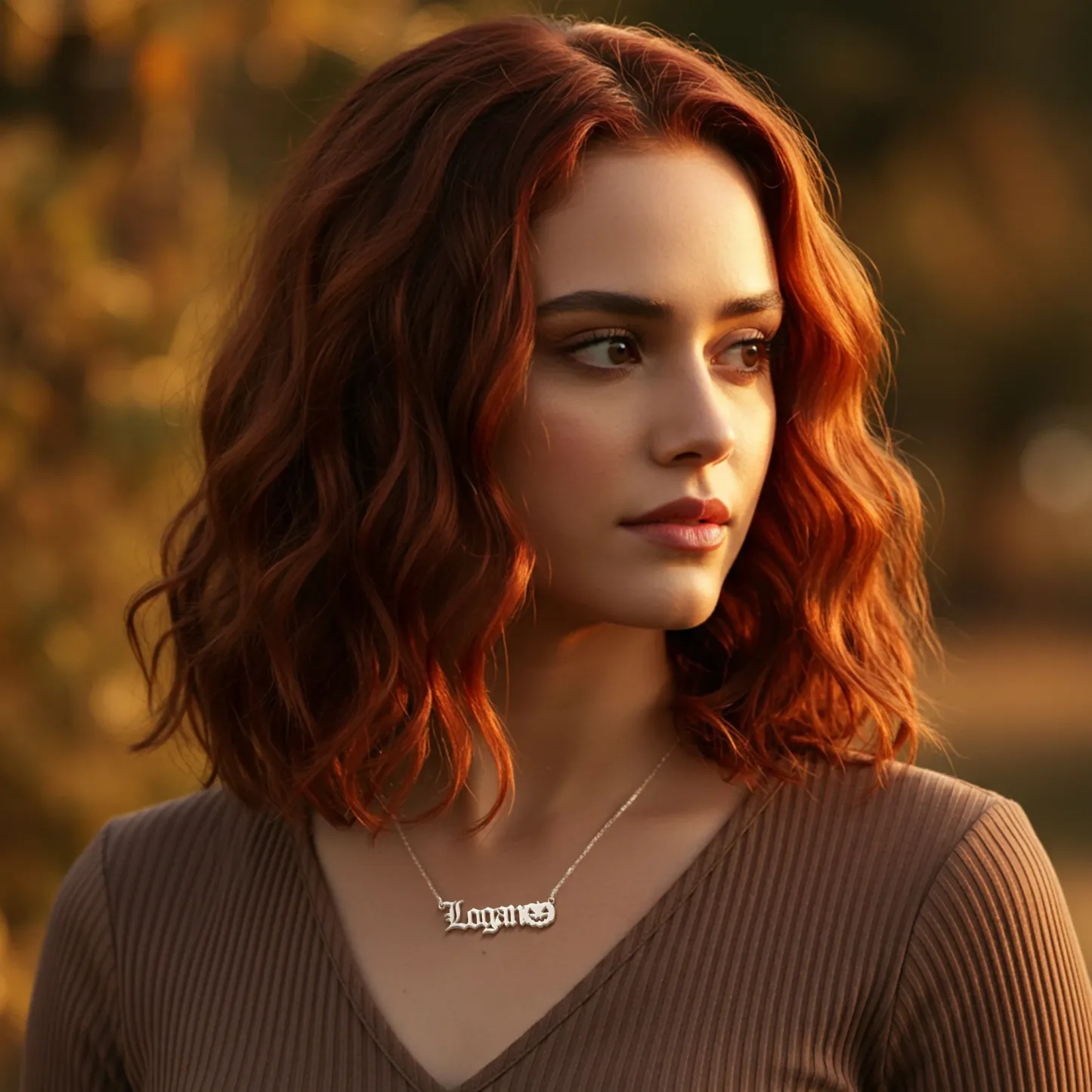 Personalized Halloween Pumpkin Gothic Name Necklace and Witch Hat Name Ring Set