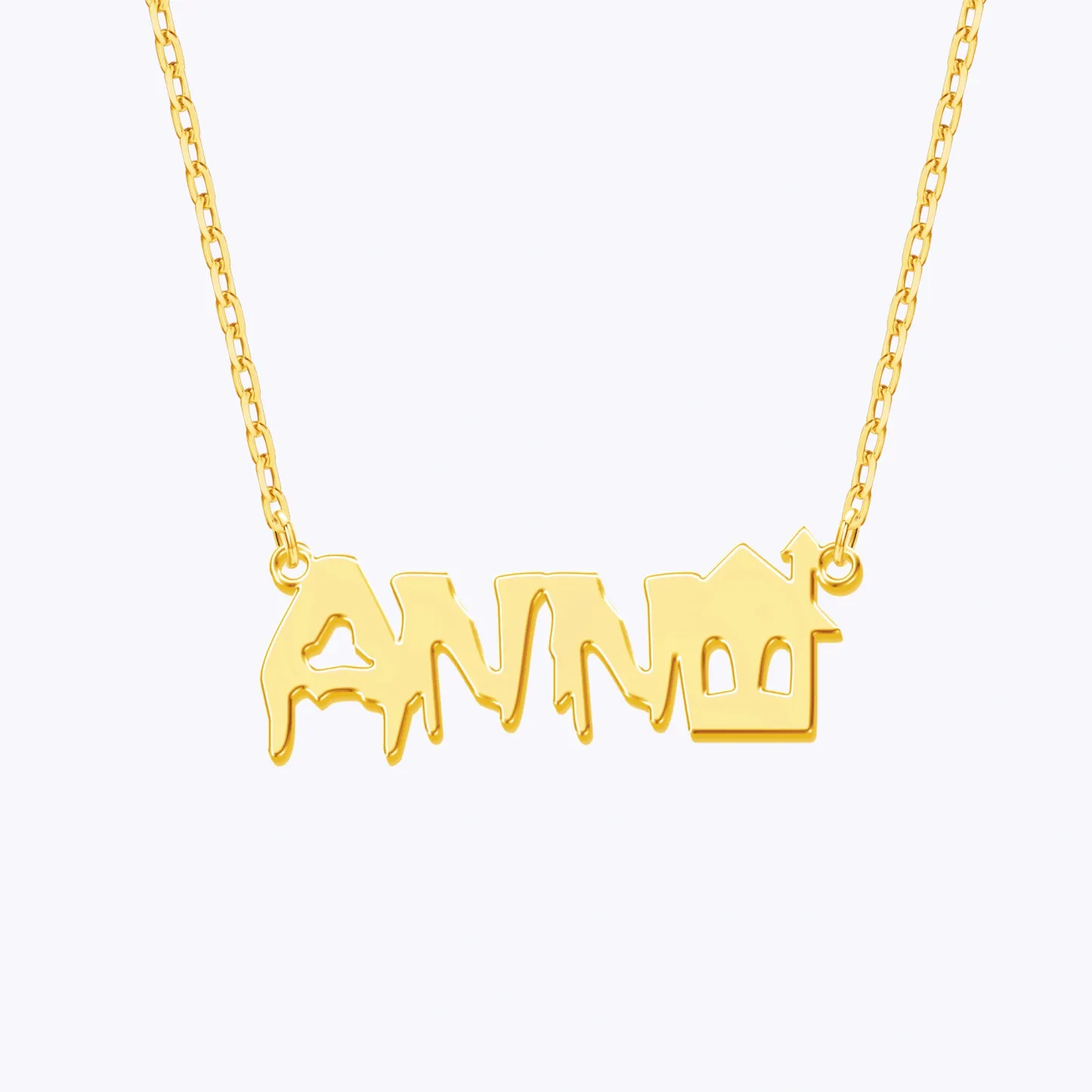 Personalized Halloween House Gothic Name Necklace and Witch Hat Name Ring Set