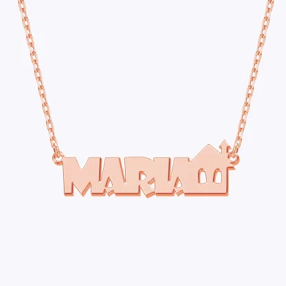 Personalized Halloween House Gothic Name Necklace and Witch Hat Name Ring Set