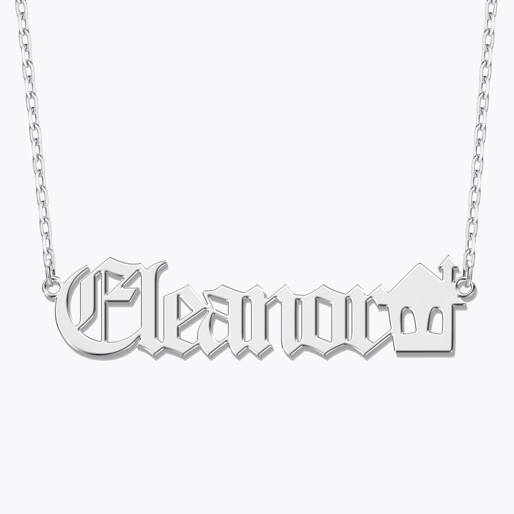 Personalized Halloween House Gothic Name Necklace and Witch Hat Name Ring Set