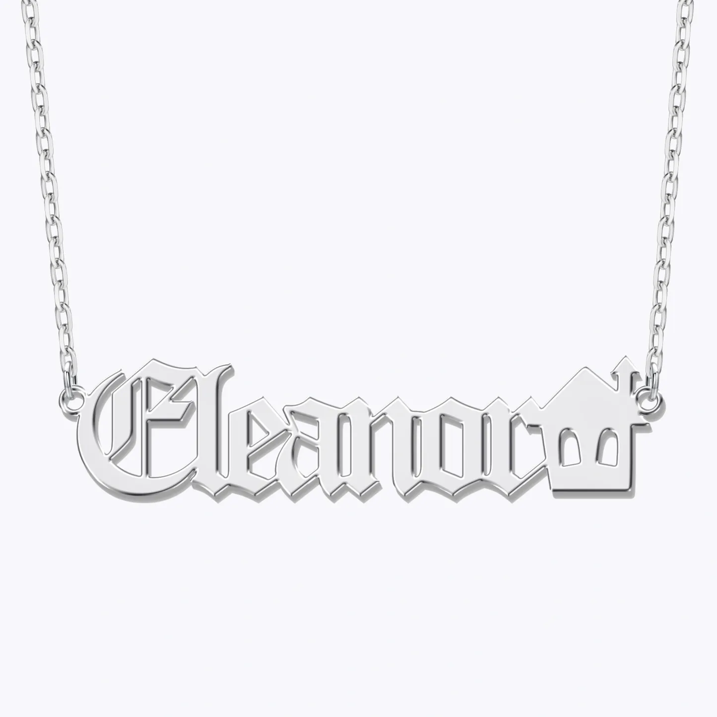 Personalized Halloween House Gothic Name Necklace and Witch Hat Name Ring Set