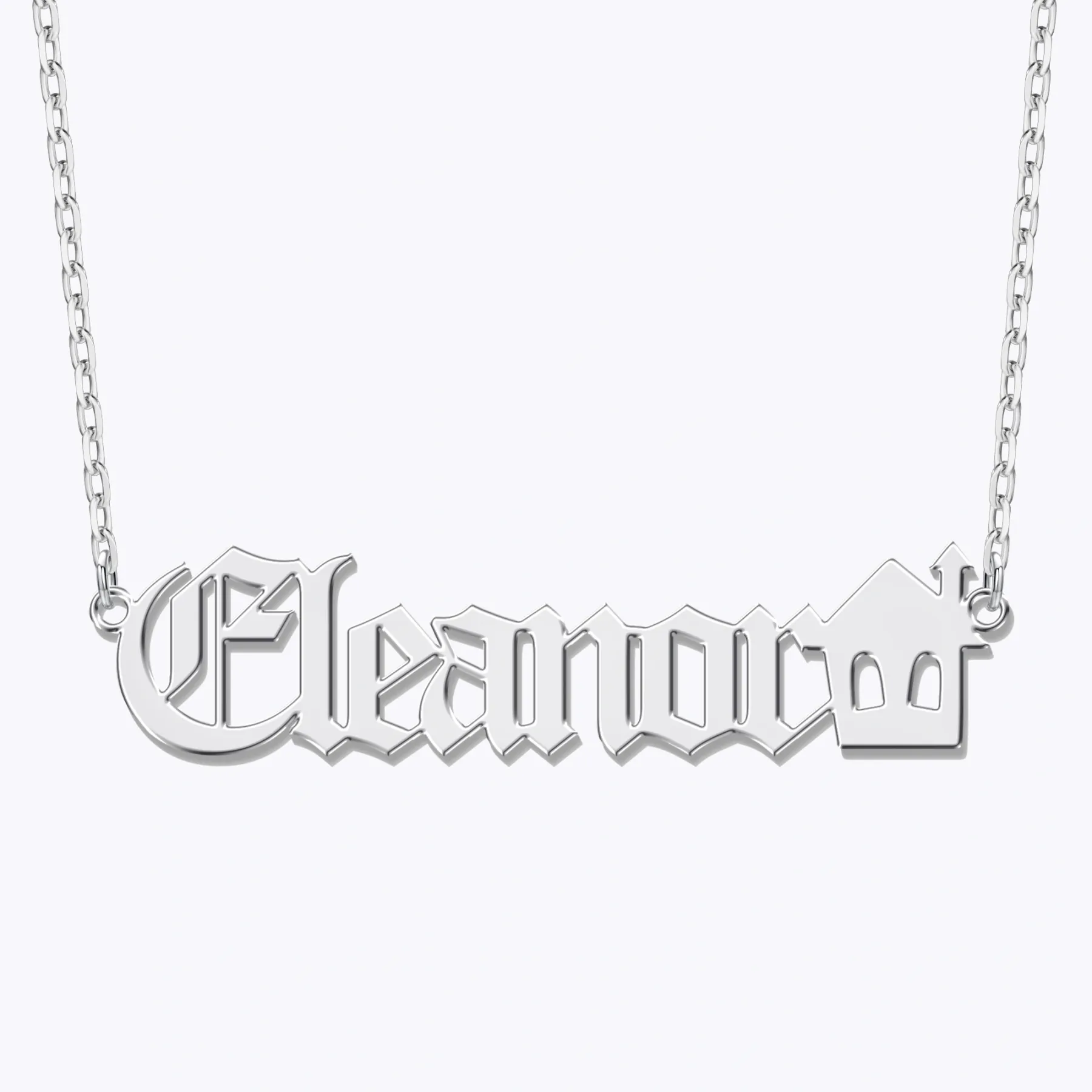 Personalized Halloween House Gothic Name Necklace and Witch Hat Name Ring Set