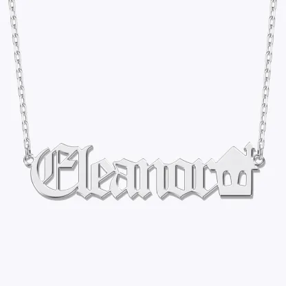 Personalized Halloween House Gothic Name Necklace and Witch Hat Name Ring Set