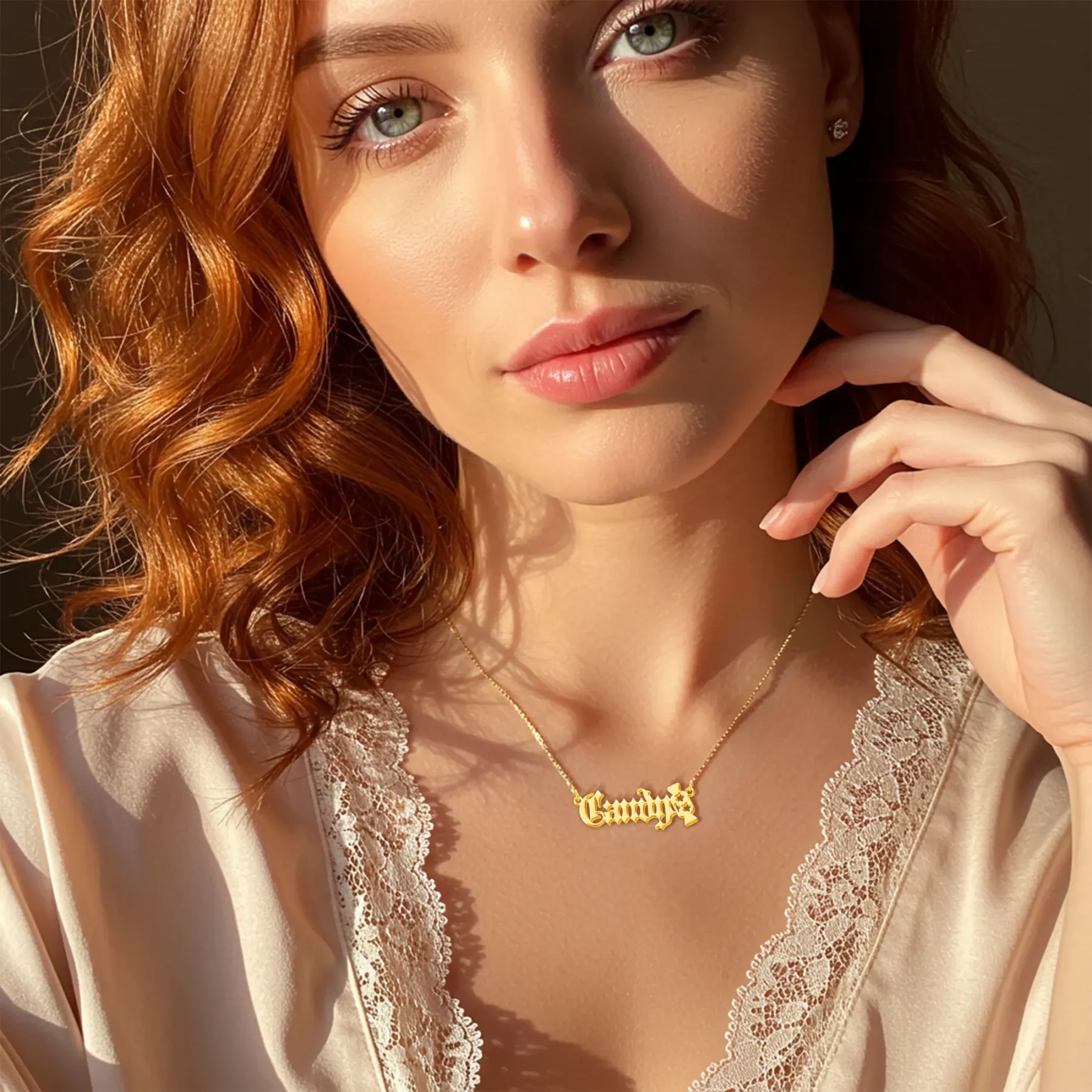 Personalized Halloween Candy Gothic Name Necklace