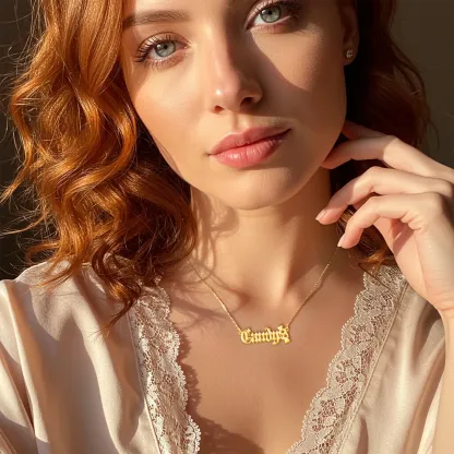 Personalized Halloween Candy Gothic Name Necklace