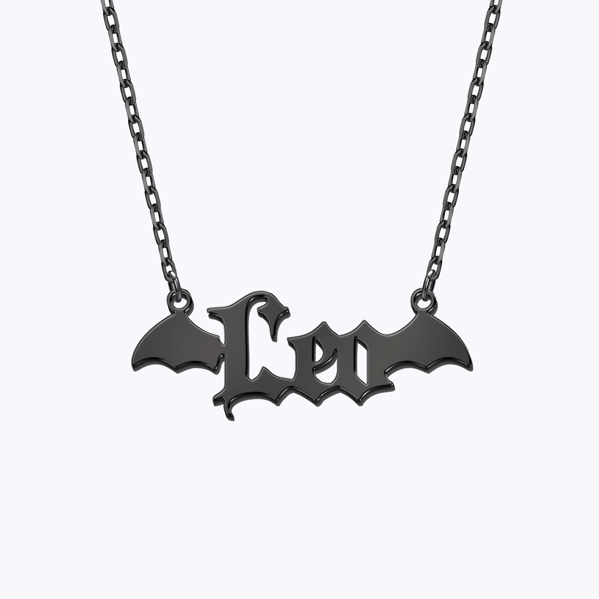Personalized Halloween Bat Gothic Name Necklace
