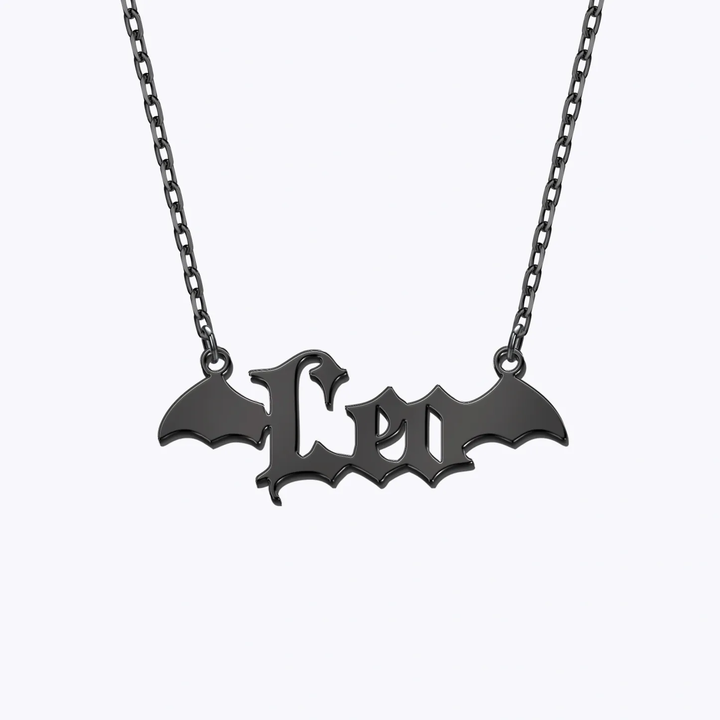 Personalized Halloween Bat Gothic Name Necklace