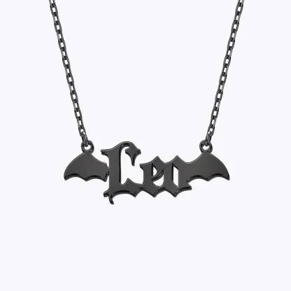 Personalized Halloween Bat Gothic Name Necklace