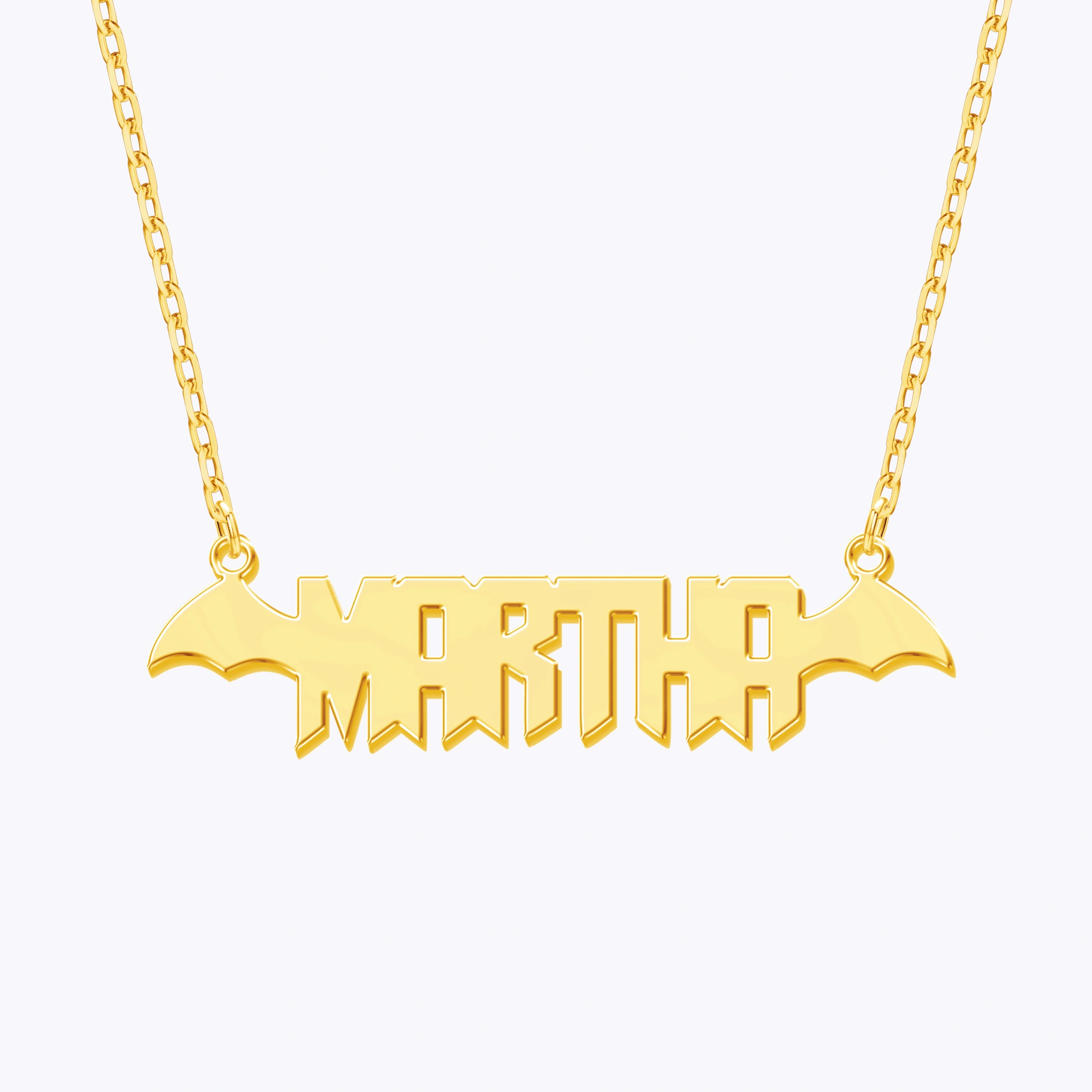 Personalized Halloween Bat Gothic Name Necklace