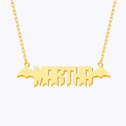 Personalized Halloween Bat Gothic Name Necklace
