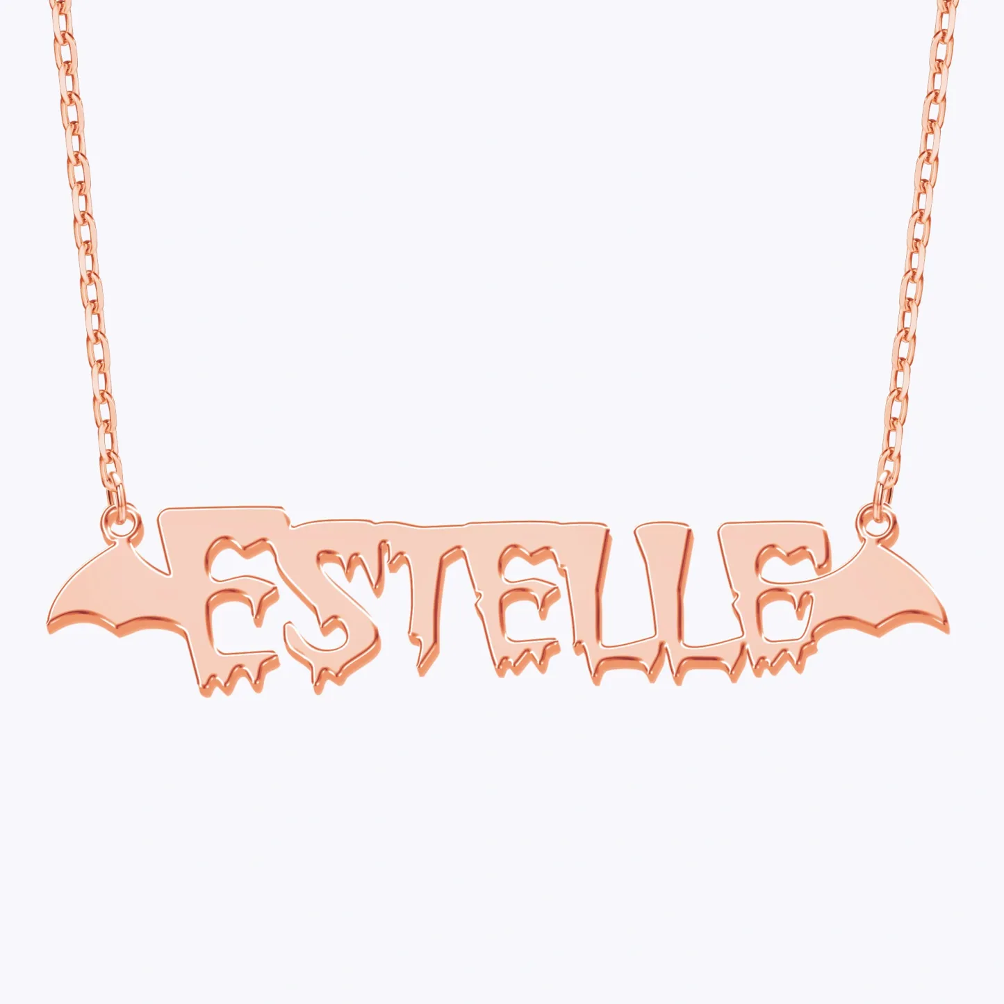 Personalized Halloween Bat Gothic Name Necklace