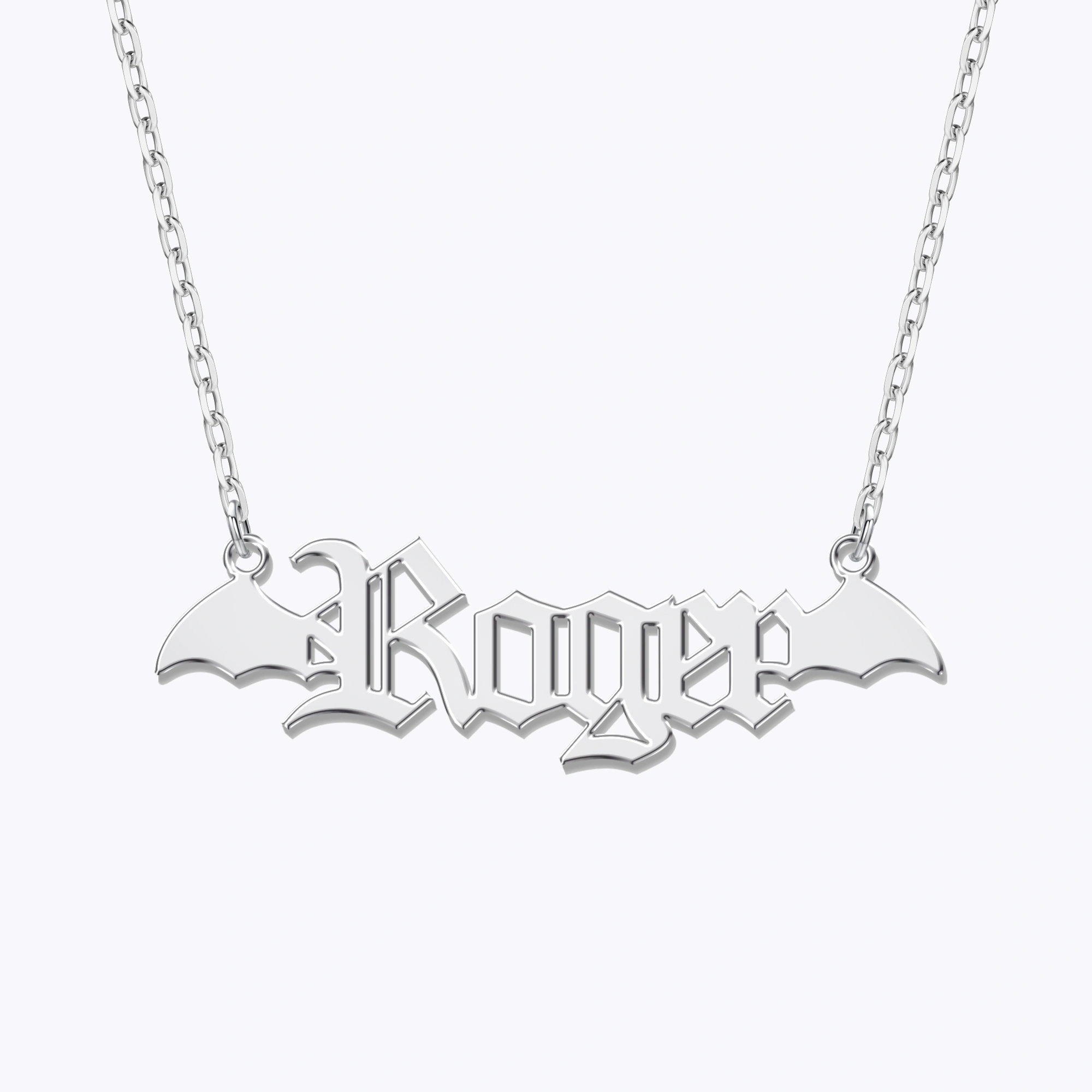 Personalized Halloween Bat Gothic Name Necklace