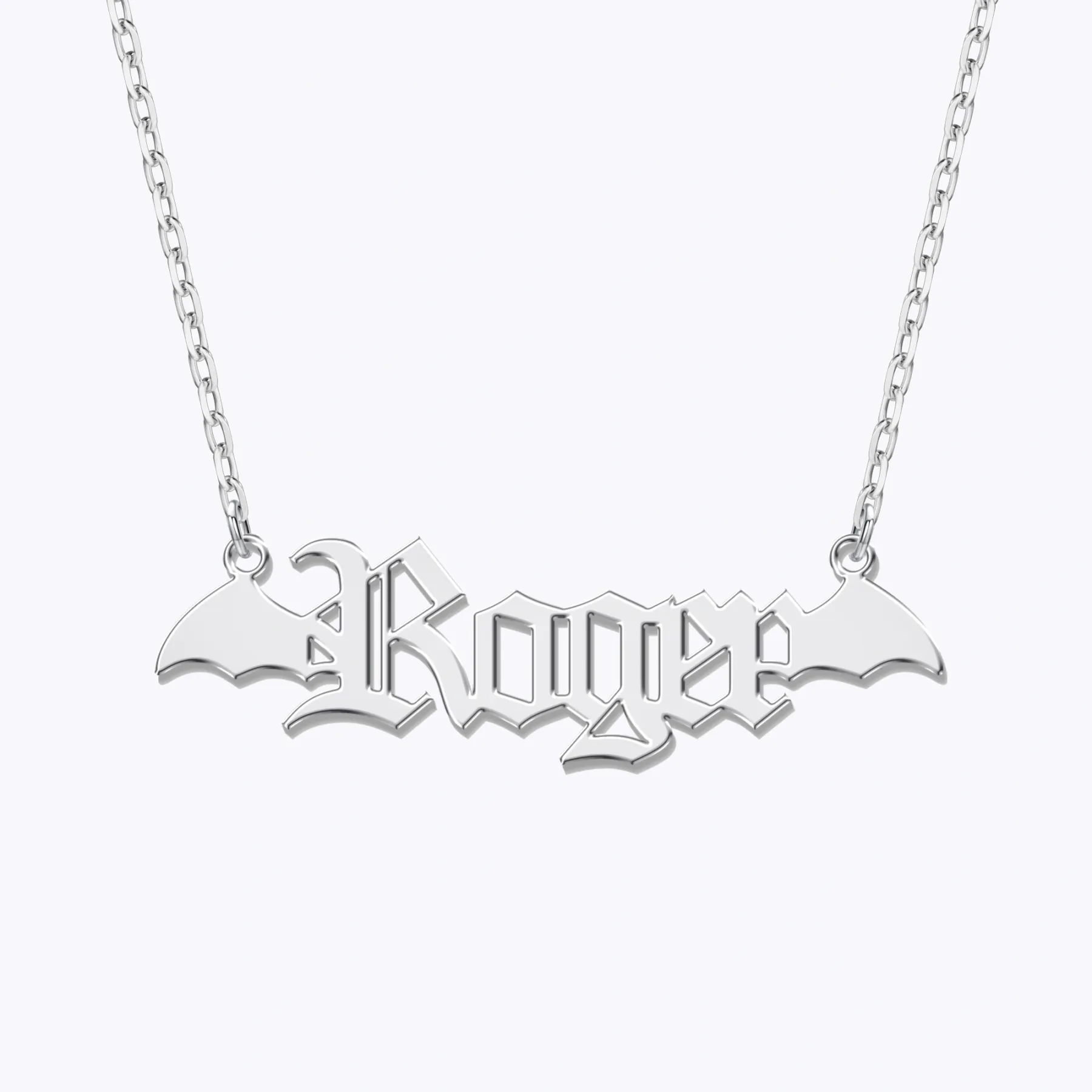 Personalized Halloween Bat Gothic Name Necklace