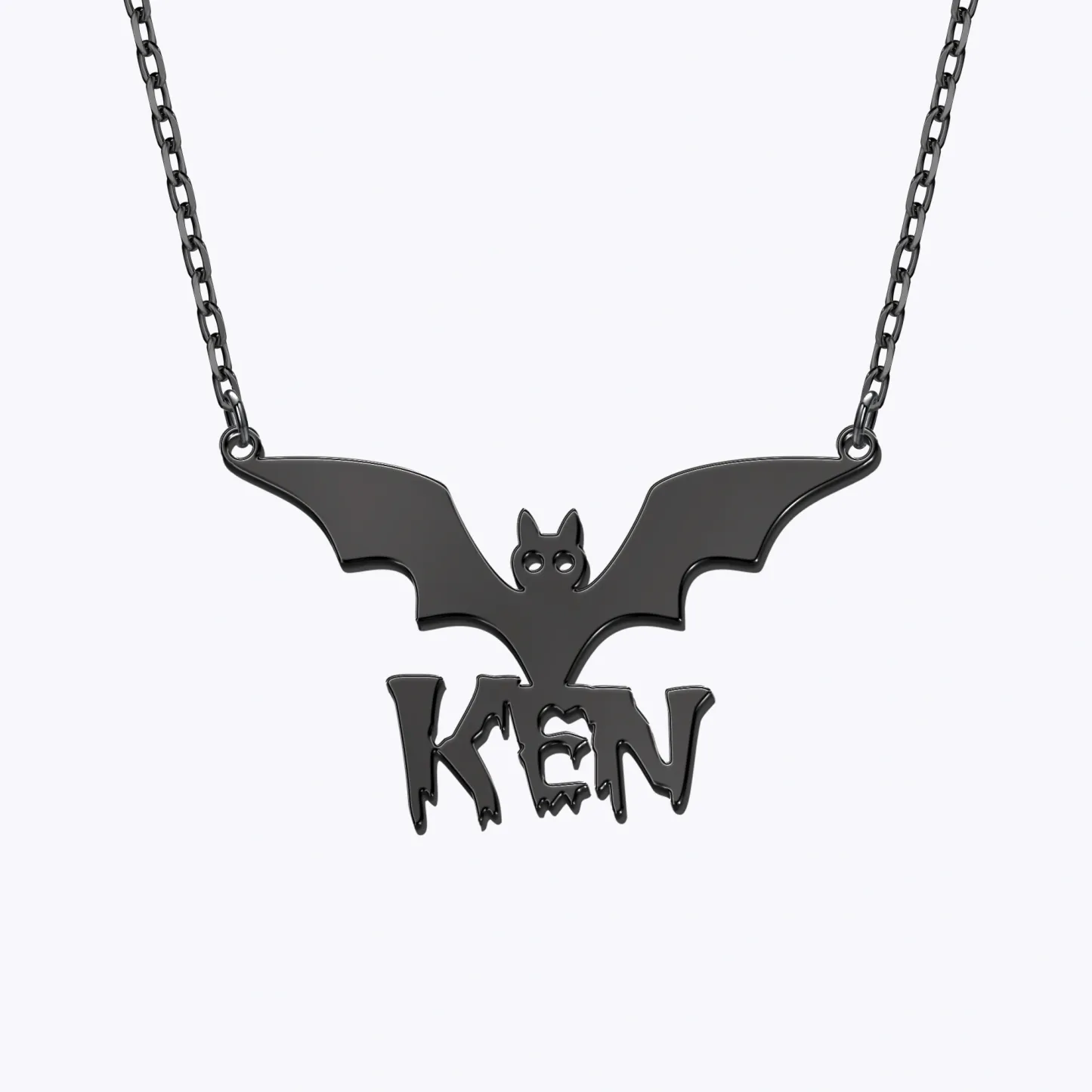 Personalized Halloween Gothic Bat Name Necklace
