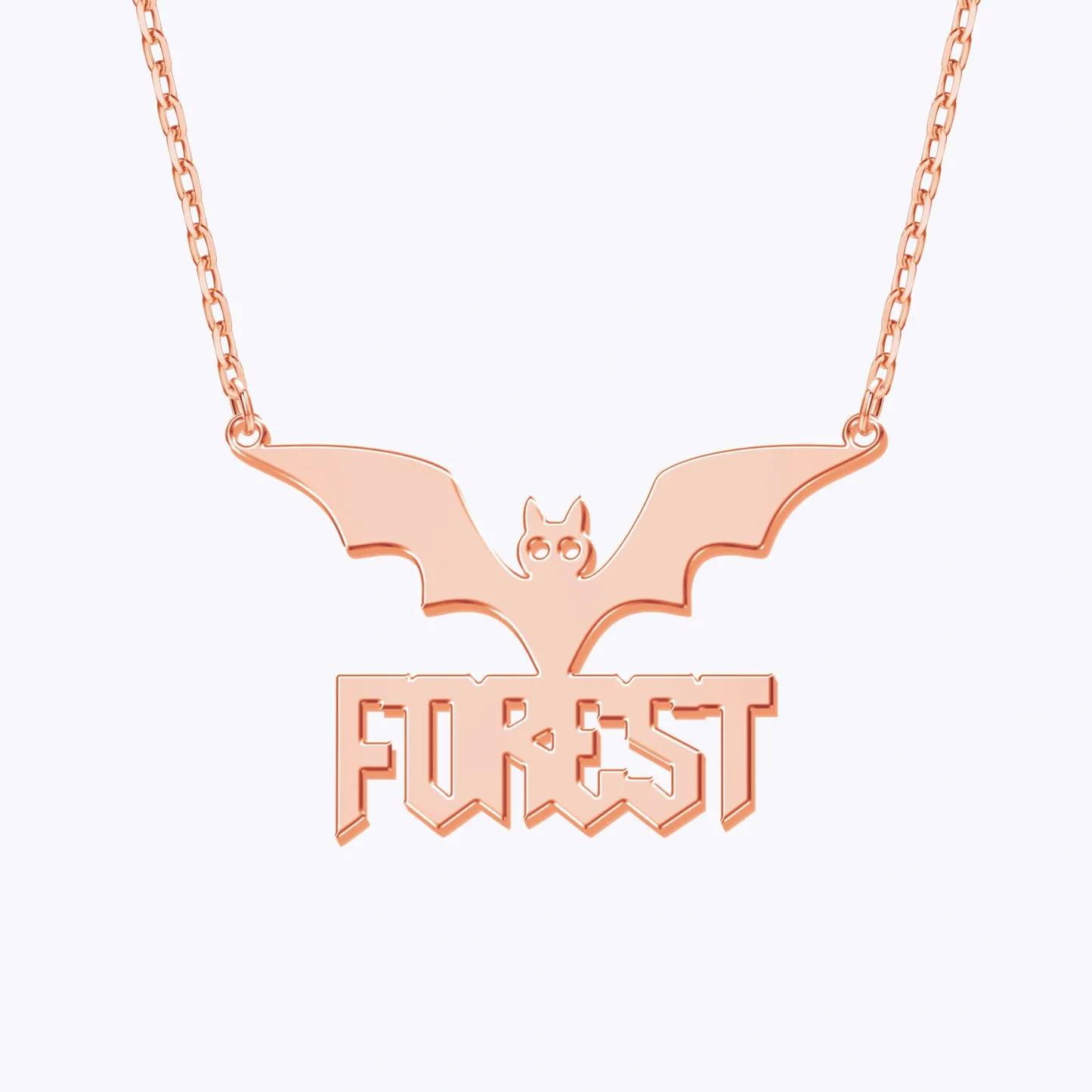 Personalized Halloween Gothic Bat Name Necklace