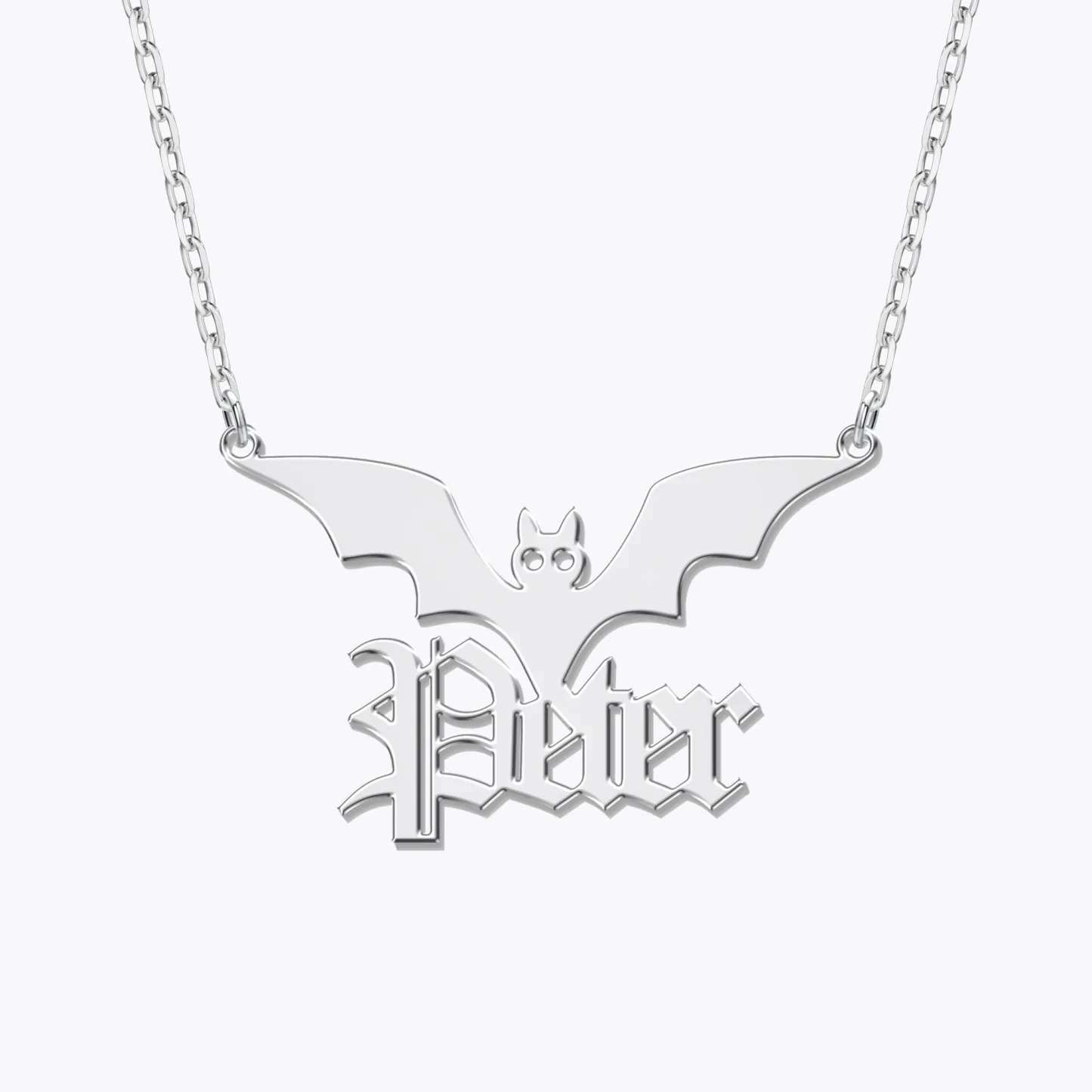 Personalized Halloween Gothic Bat Name Necklace