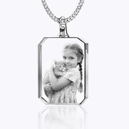 Custom Rectangular Shape Crystal Photo Necklace