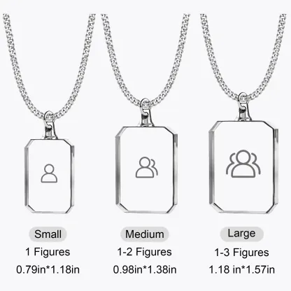 Custom Rectangular Shape Crystal Photo Necklace