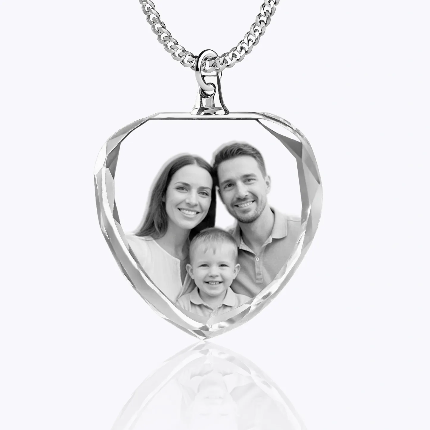 Custom Heart Shape Crystal Photo Necklace