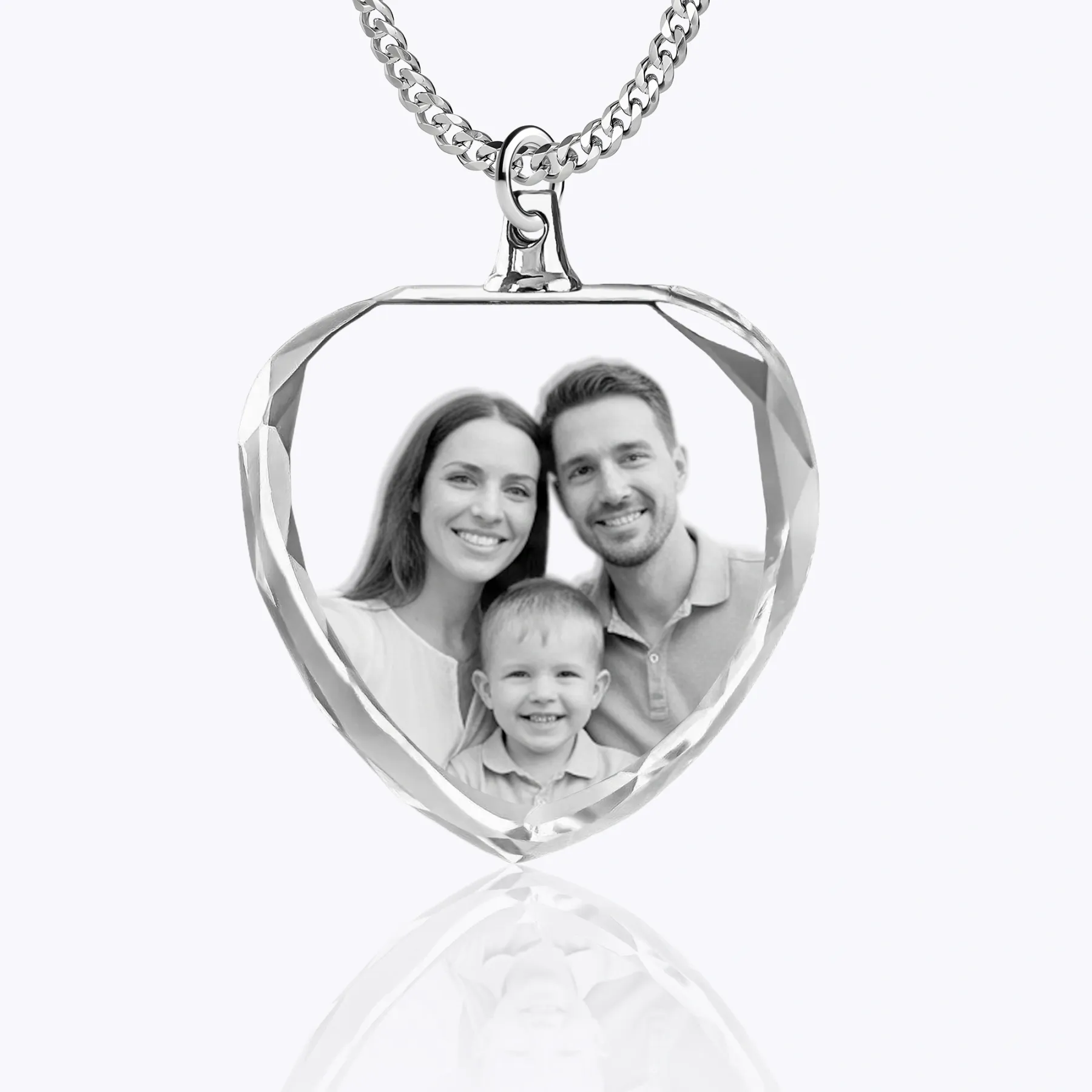 Custom Heart Shape Crystal Photo Necklace