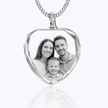 Custom Heart Shape Crystal Photo Necklace