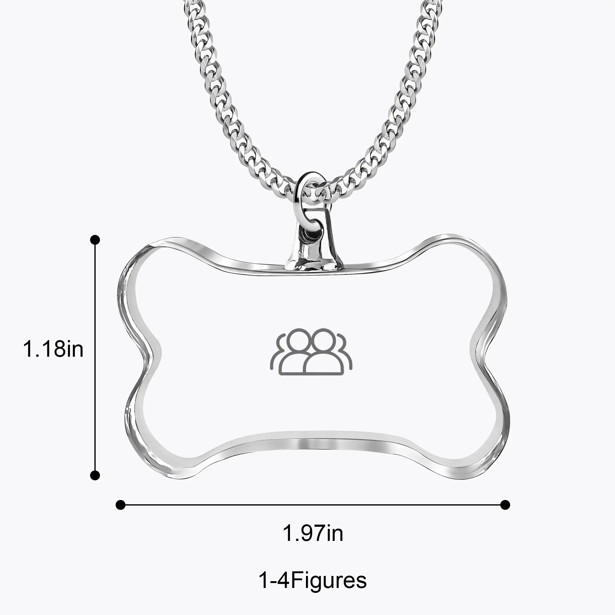 Custom Bone Shape Crystal Photo Necklace