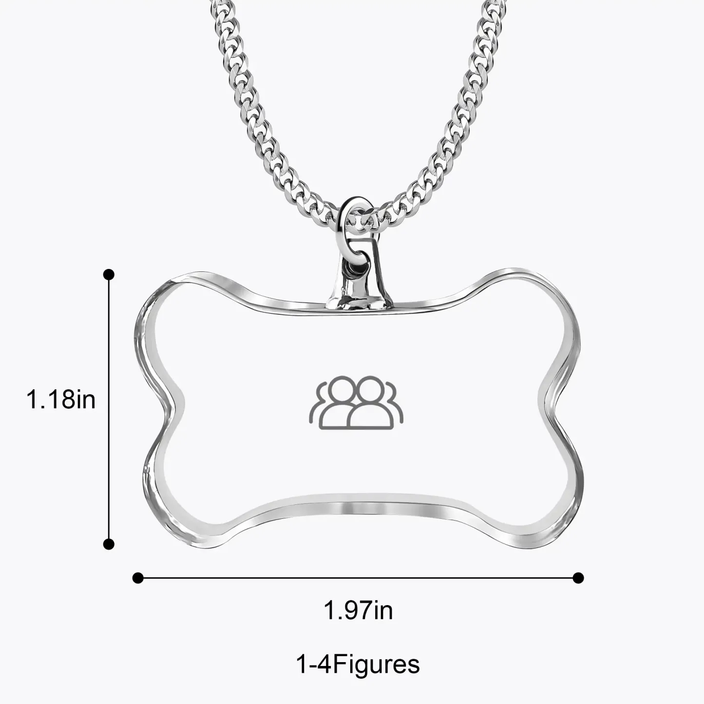 Custom Bone Shape Crystal Photo Necklace