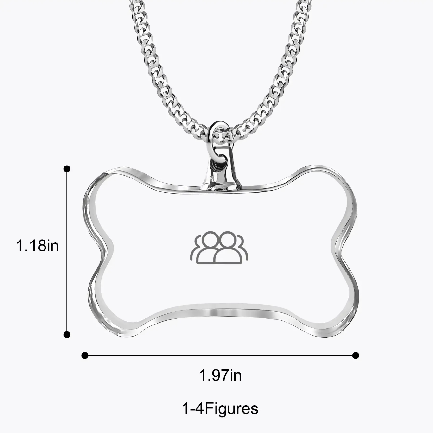 Custom Bone Shape Crystal Photo Necklace