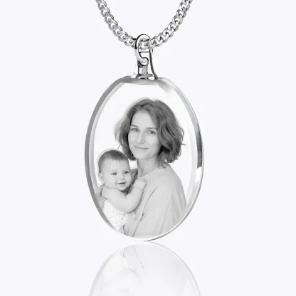 Custom Oval Shape Crystal Photo Necklace