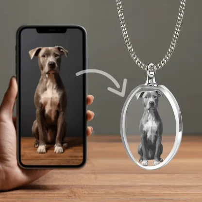 Custom Oval Shape Crystal Photo Necklace
