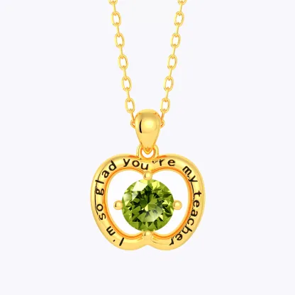 Personalized Apple Shape Pendant Necklaces with Birthstone