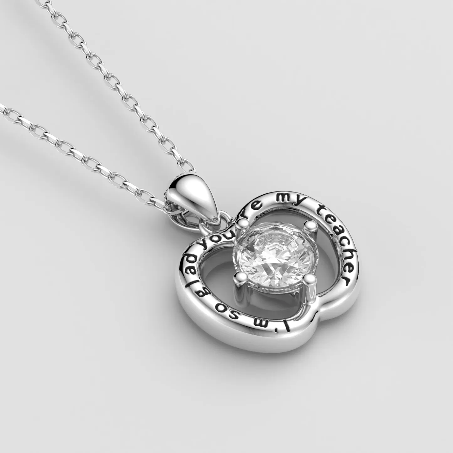 Personalized Apple Shape Pendant Necklaces with Birthstone