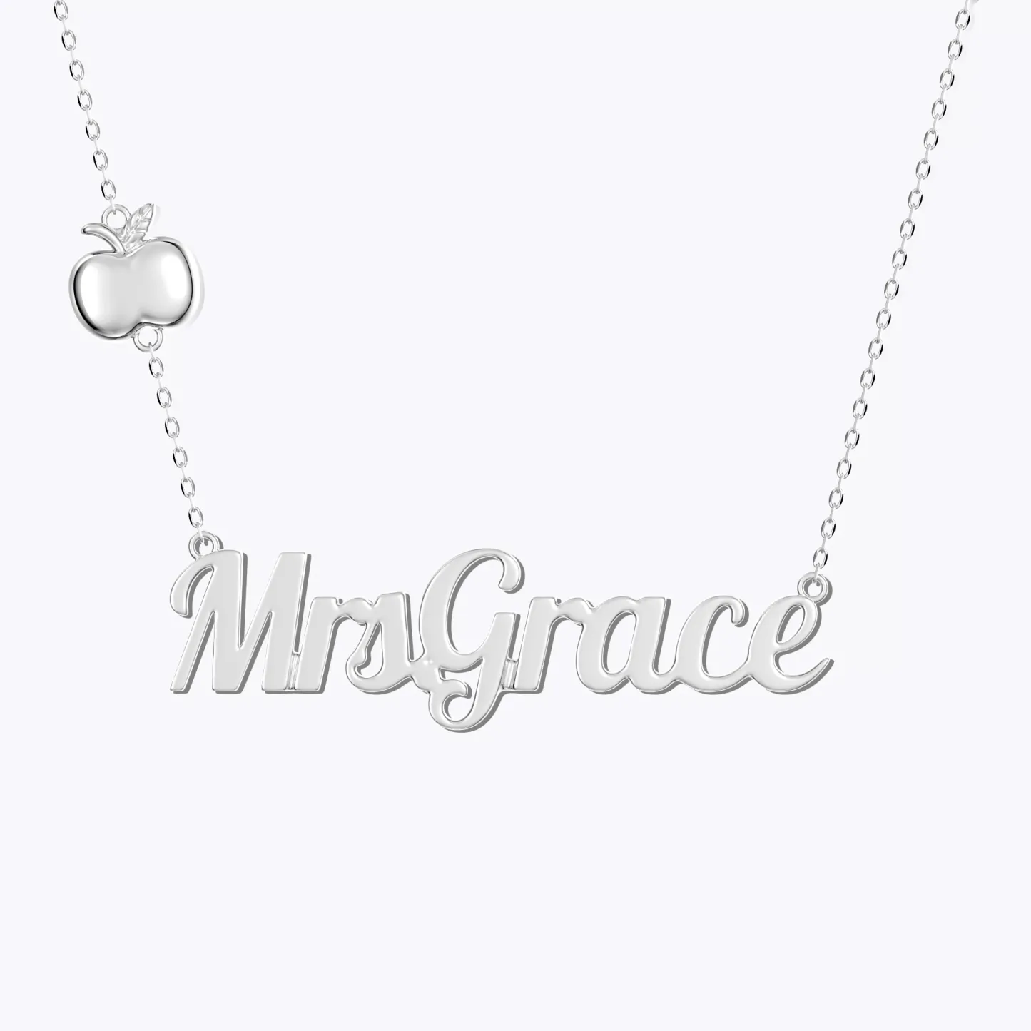 Personalized Name Apple Shape Necklace for Teachers