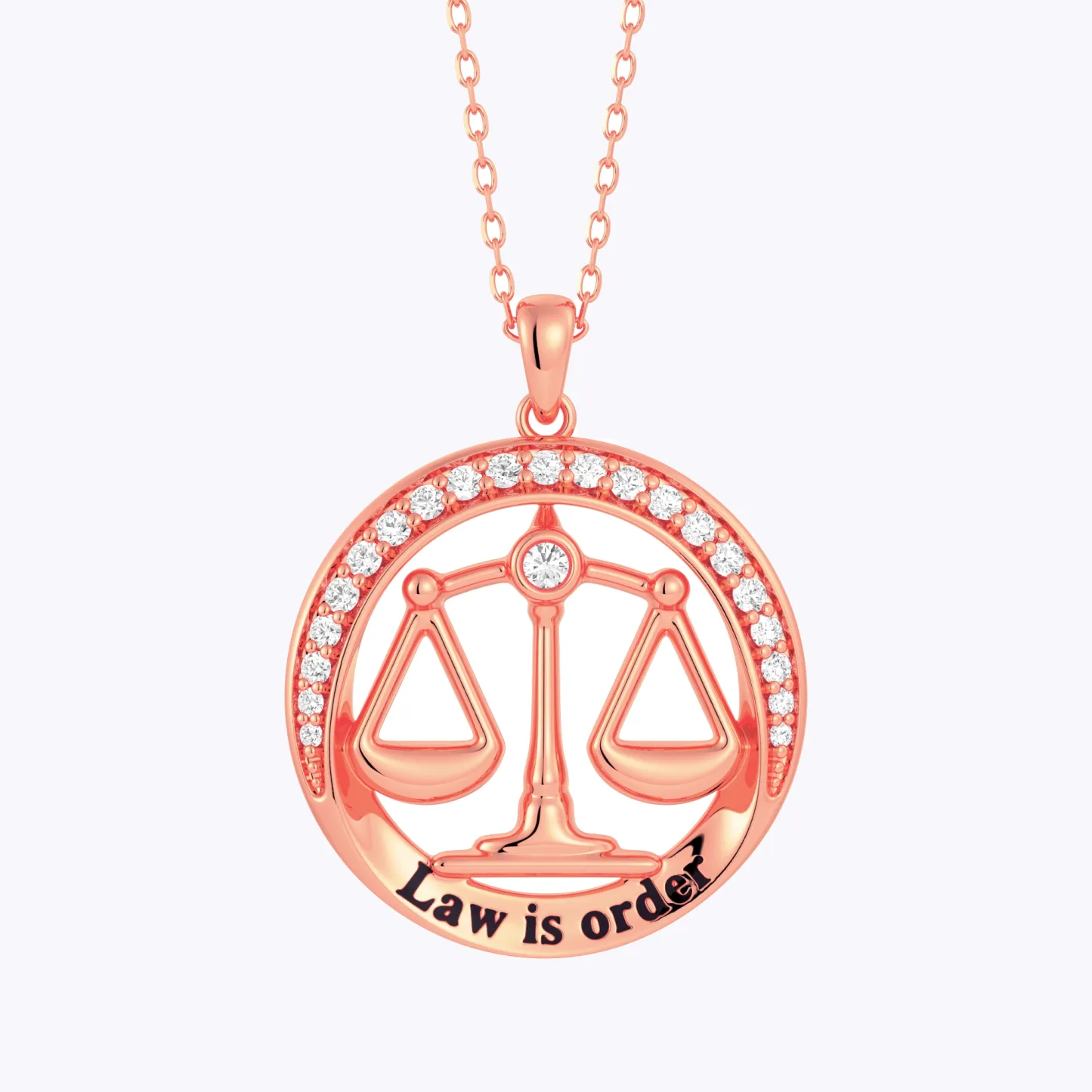 Custom Round Shape Scales of Justice Necklace with Birthstone