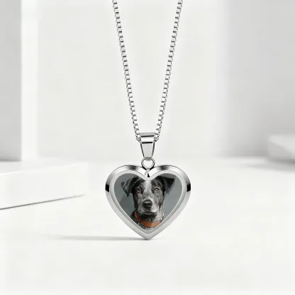 Custom Heart Shape Hidden Photo Heat Activated Necklace