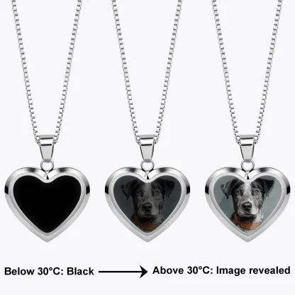 Custom Heart Shape Hidden Photo Heat Activated Necklace