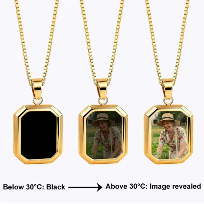 Custom Octagonal Hidden Photo Heat Activated Necklace