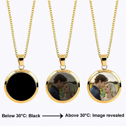 Custom Round Shape Hidden Photo Heat Activated Necklace