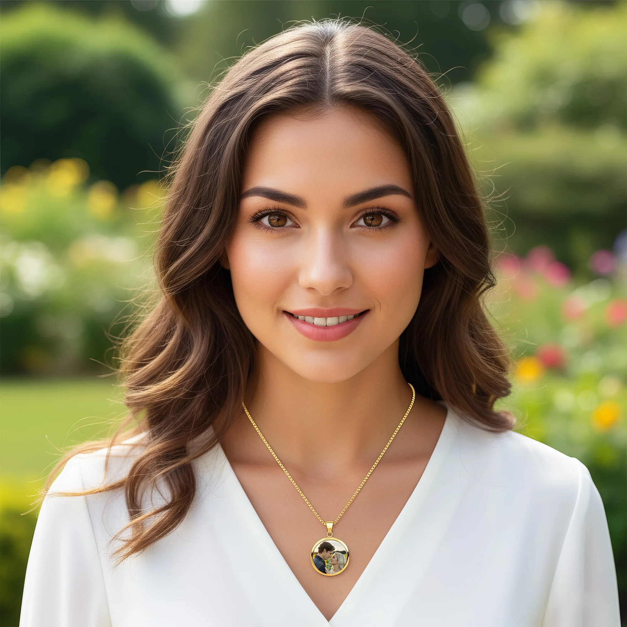 Custom Round Shape Hidden Photo Heat Activated Necklace