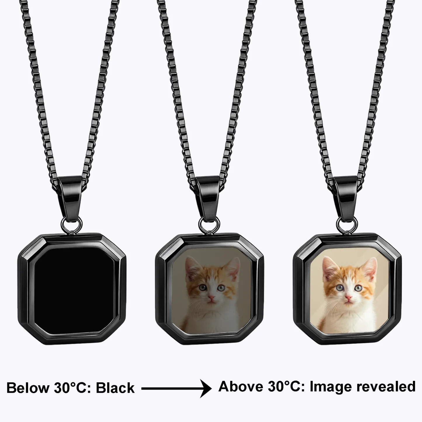 Personalized Octagonal Hidden Photo Heat Activated Necklace