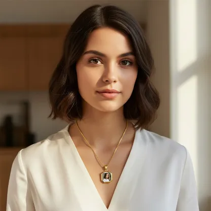 Personalized Octagonal Hidden Photo Heat Activated Necklace