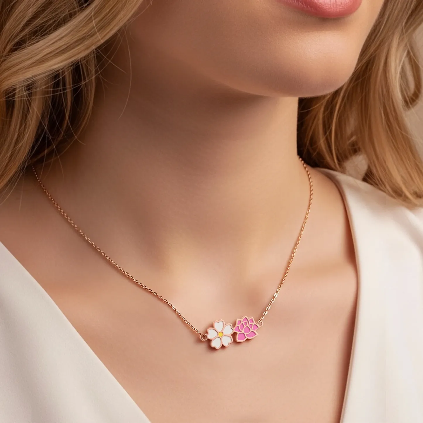 Custom 1-8 Connected Colorful Birth Flower Necklace