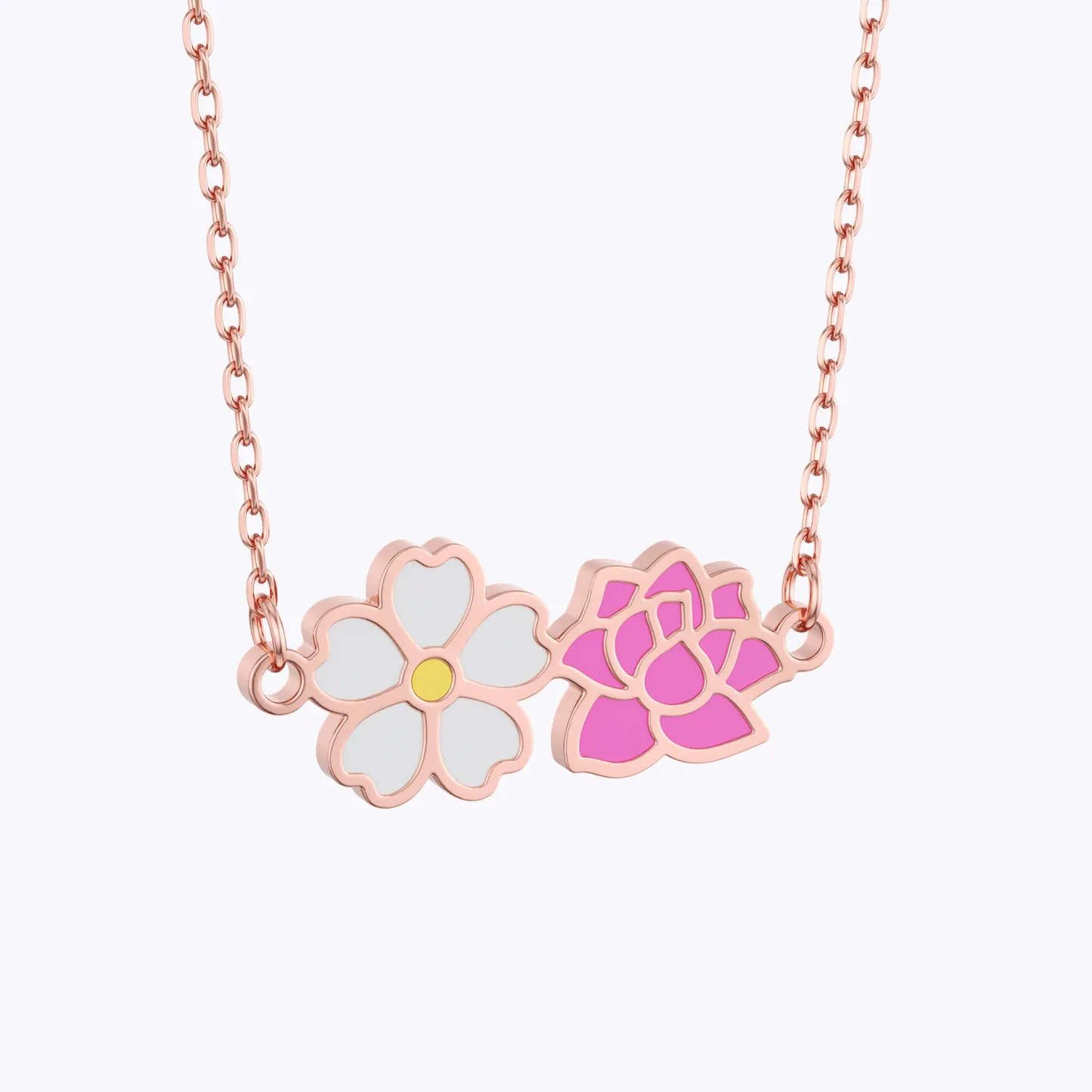 Custom 1-8 Connected Colorful Birth Flower Necklace