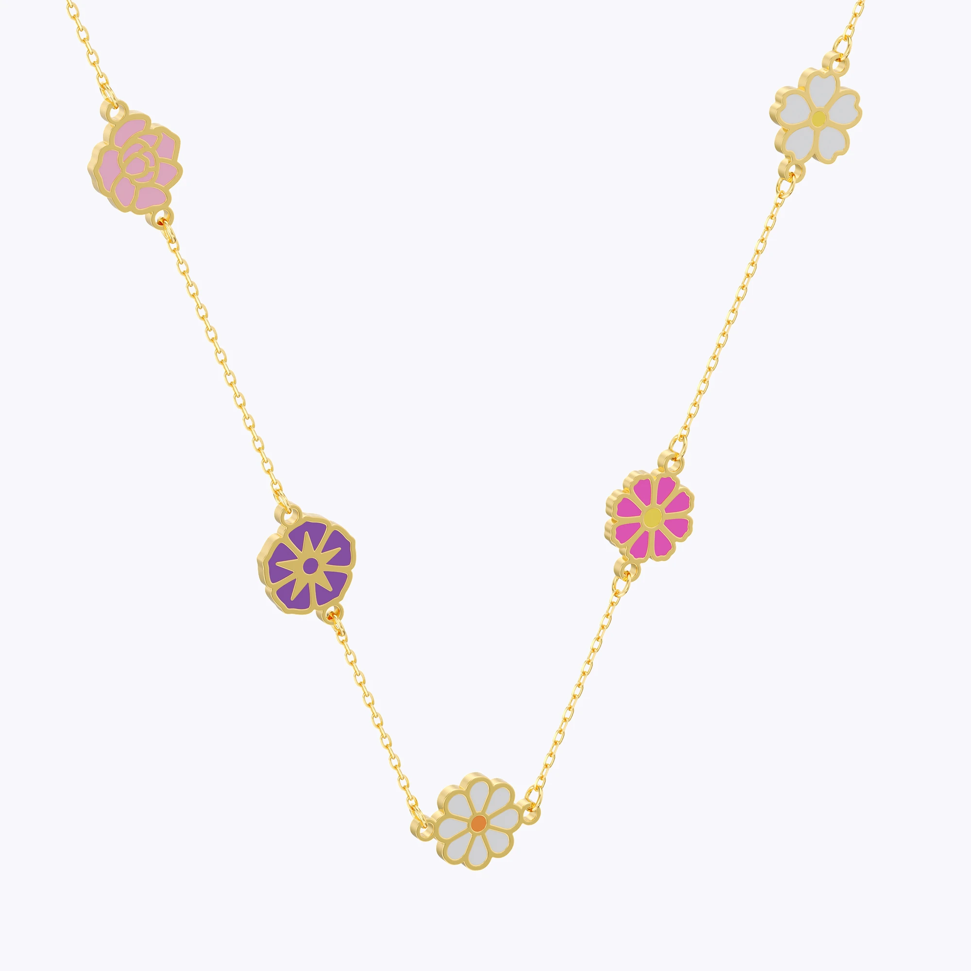 Custom 1-8 Separated Colorful Birth Flower Necklace