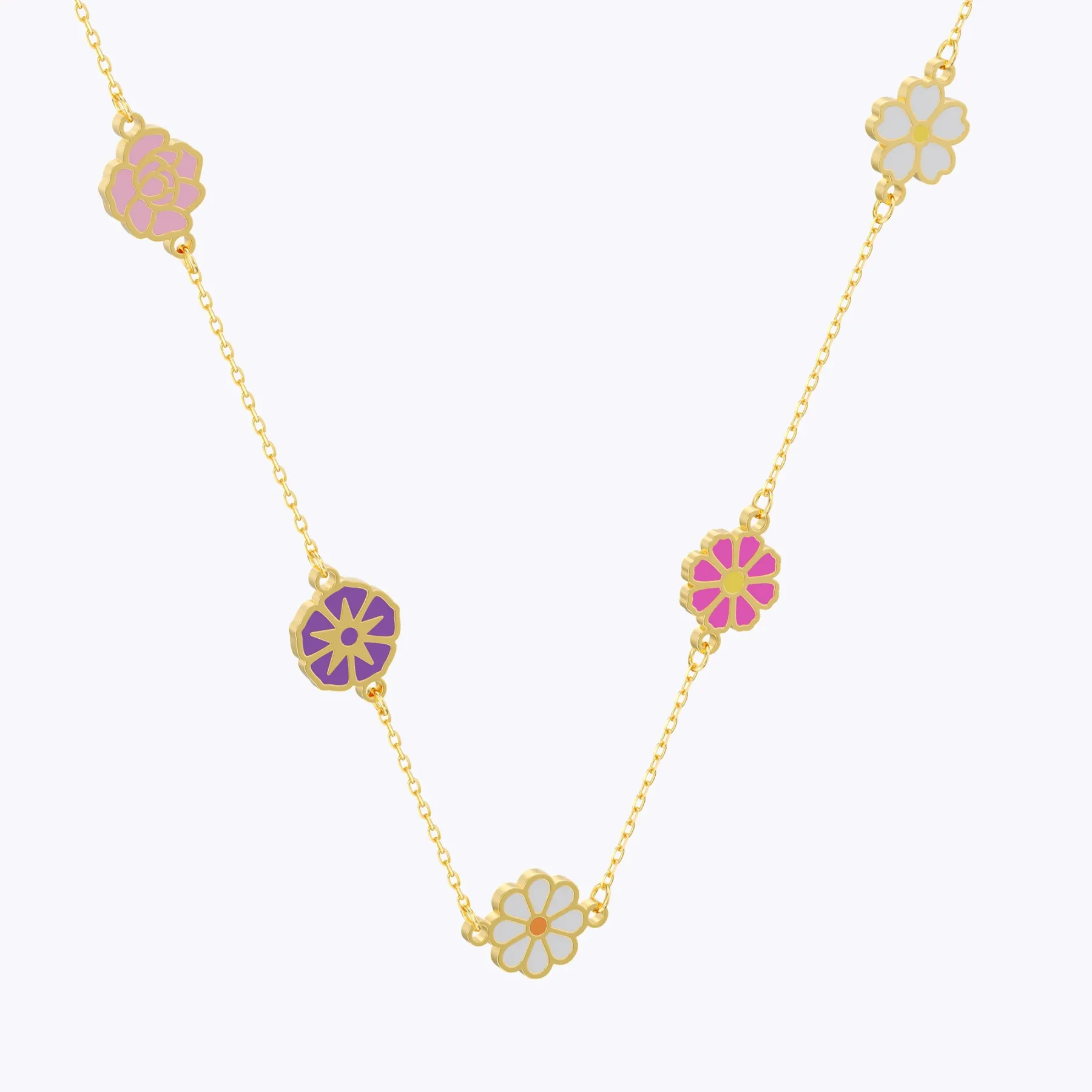 Custom 1-8 Separated Colorful Birth Flower Necklace